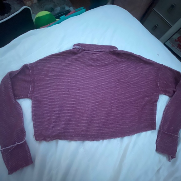 Light burgundy/pinkish cropped mock turtleneck - Picture 1 of 5